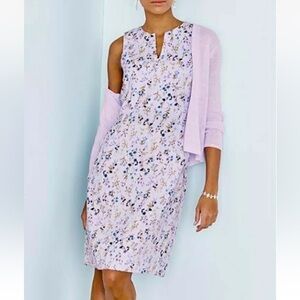J. Jill Love Linen Floral Sheath Purple Dress Size Small Petite